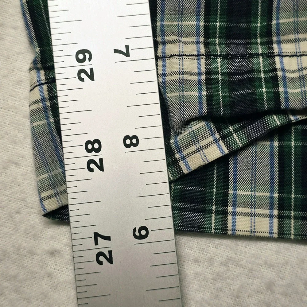 Polo Ralph Lauren Shorts Men's 38 Green Blue Plaid Cotton Flat Front Casual